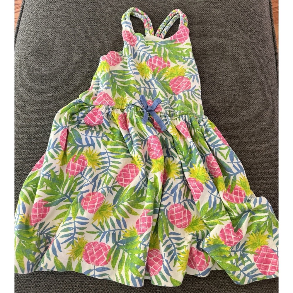 Tommy Bahama Girls Dress‎ - Green Pink Pineapple Summer Beach Size 5